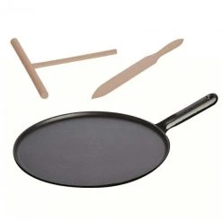 Crêpière 30 cm Fonte noire Staub, manche Fonte
