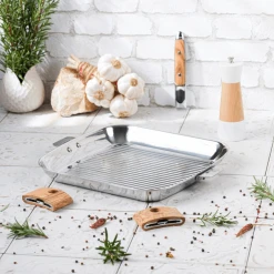 Grill Carré Casteline 30 cm Poignée Amovible Inox Cristel -Boutique GreenPan grill carre casteline 30 cm poignee amovible inox cristel 2
