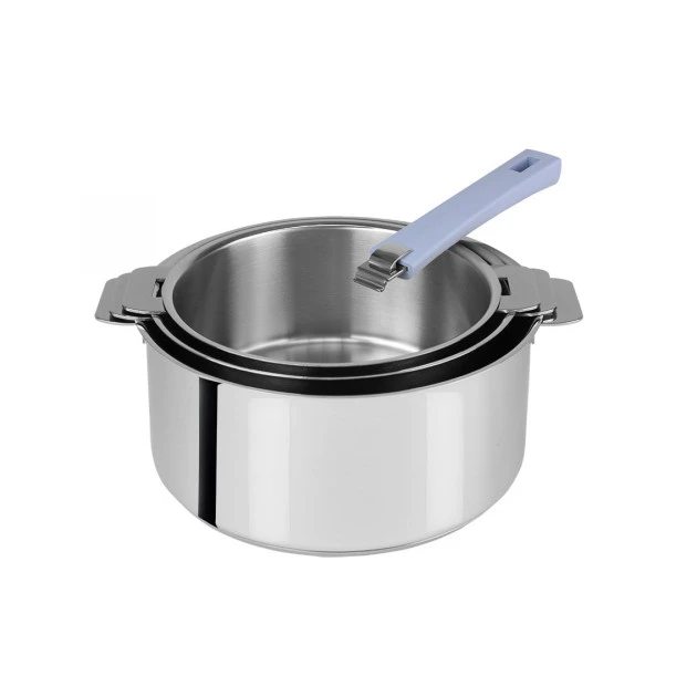 Lot de 3 Casseroles inox avec Poignée Lavande Mutine Amovible Cristel 1 Lot de 3 Casseroles inox avec Poignée Lavande Mutine Amovible Cristel