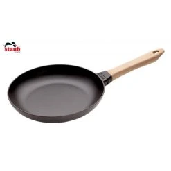 Poêle en Fonte Noir 26 cm Manche Bois Staub