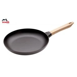 Poêle en Fonte Noir 28 cm Manche Bois Staub