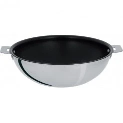 Wok Casteline à 24 cm Manche Amovible Anti-Adhésif Inox Cristel