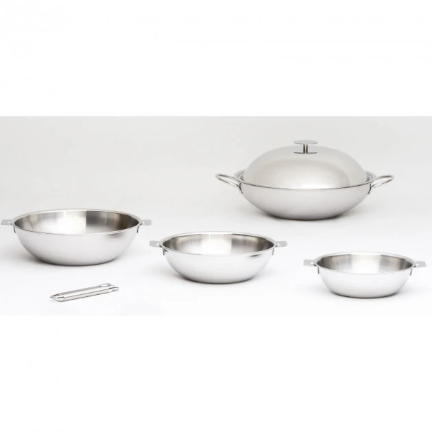 Wok Casteline Ø 28 cm Manche Amovible Inox Cristel 4 Wok Casteline Ø 28 cm Manche Amovible Inox Cristel – Image 4